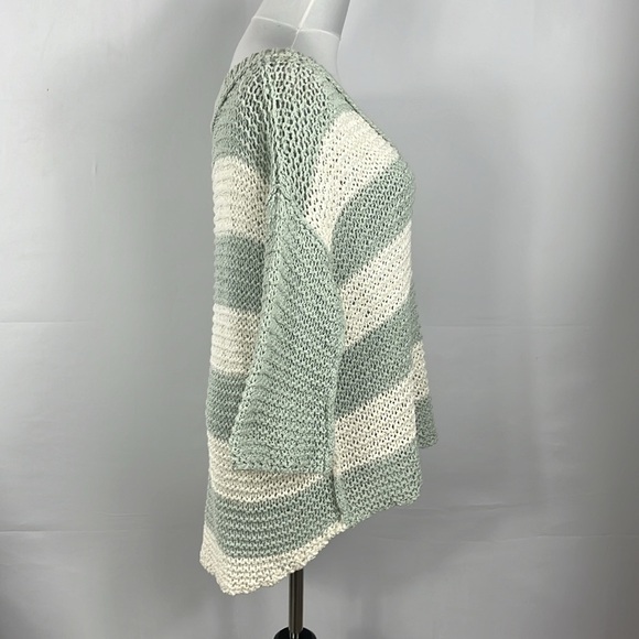 Free People Women's Parkslope Stripe Mint Ivory Combo Loose Knit Sweater Size S - Picture 10 of 12